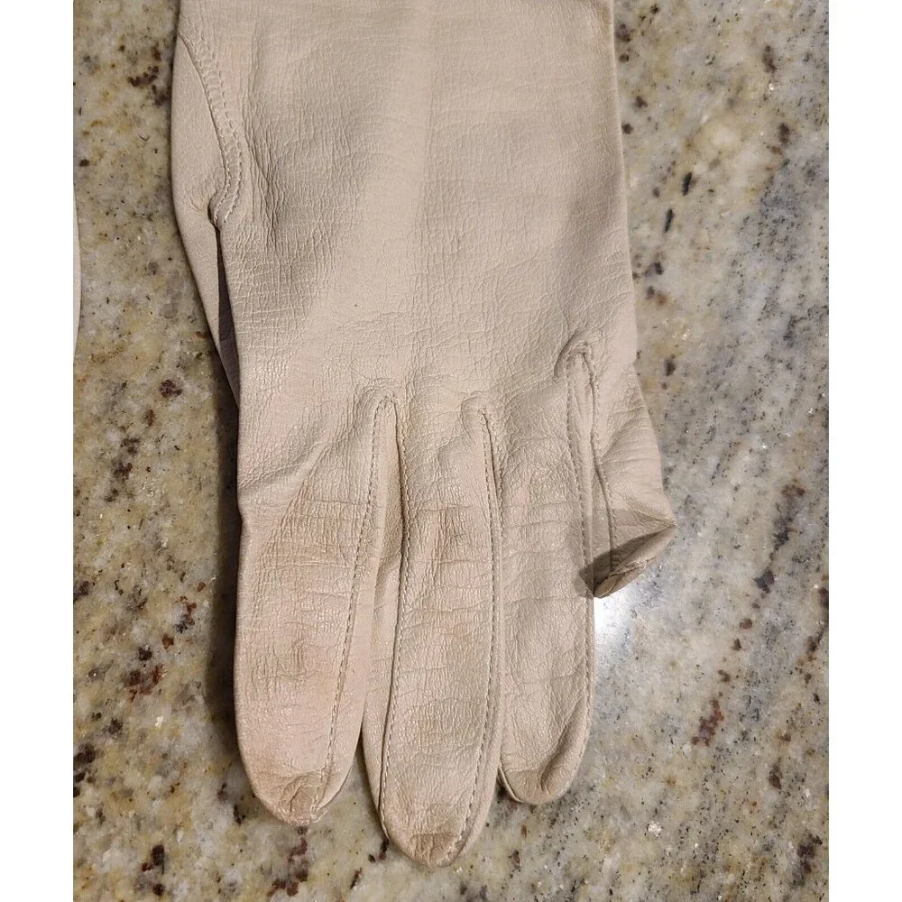 Vintage Size S Beige Kid Leather Formal 14